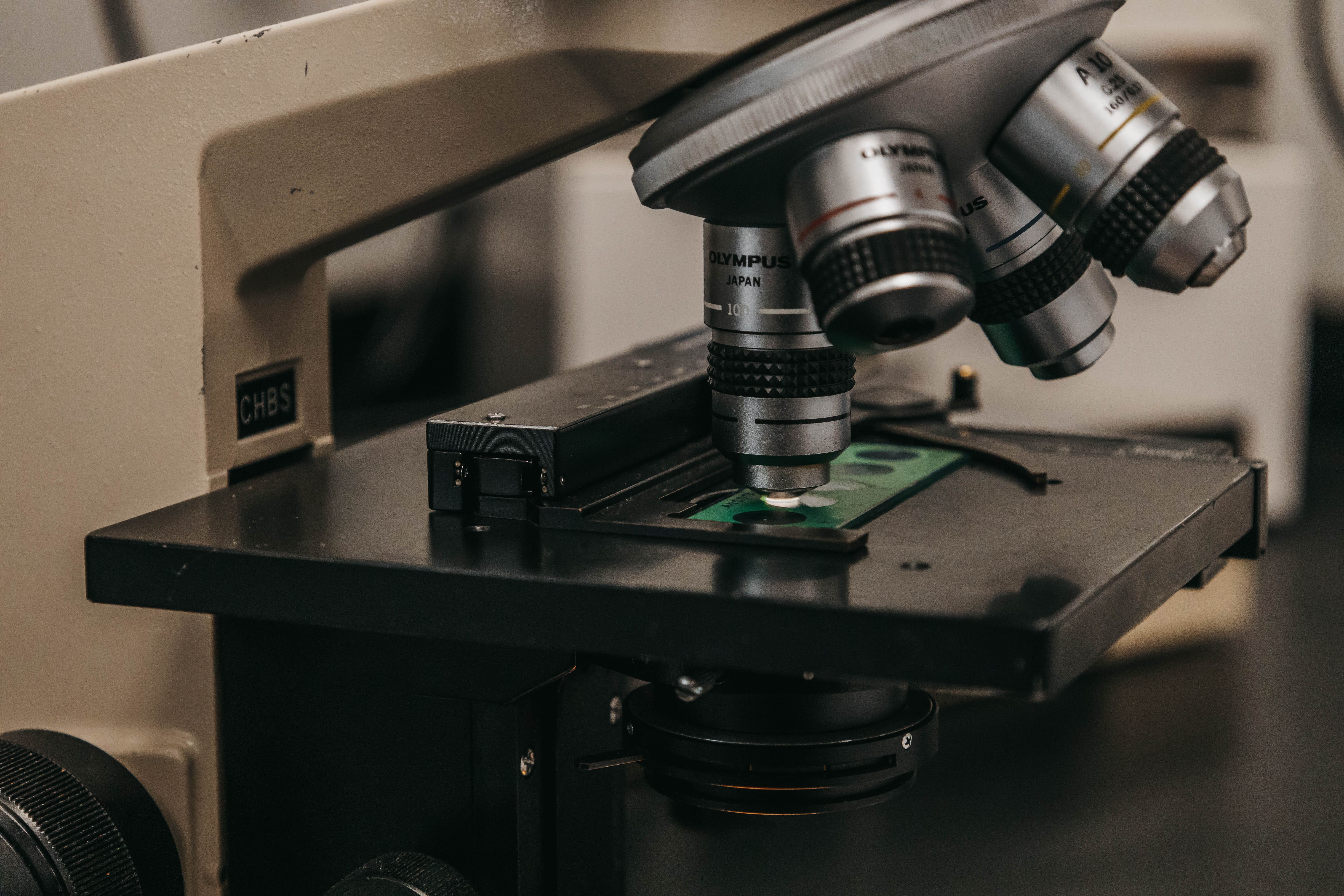 Microscope on a lab bench